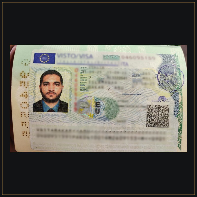 Italy student visa — visa granted (details blurred for privacy)