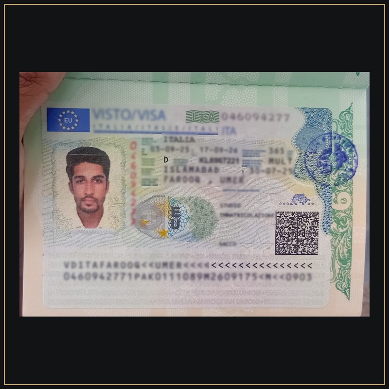 Italy student visa — visa granted (details blurred for privacy)
